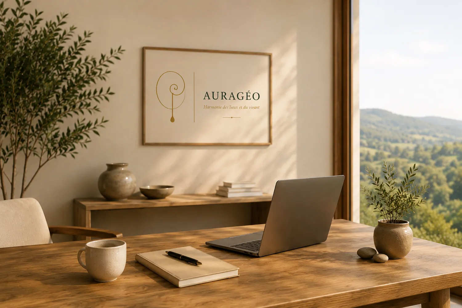 Bureau AURAGÉO baigné de lumière